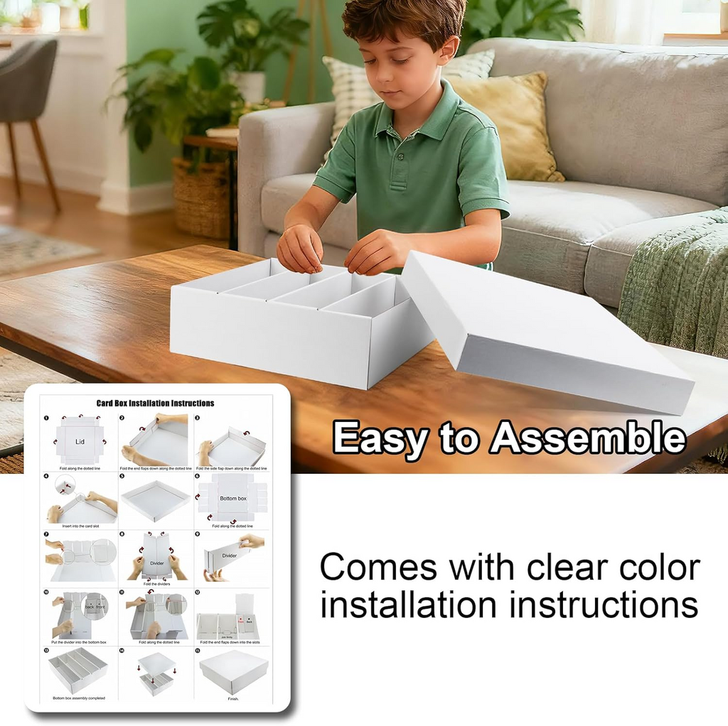 10-Pack Toploader Trading Card Storage Box, 4 Row 3200 Count White Cardboard Storage Box for Basketball/MTG/TCG/Sports/Game Cards
