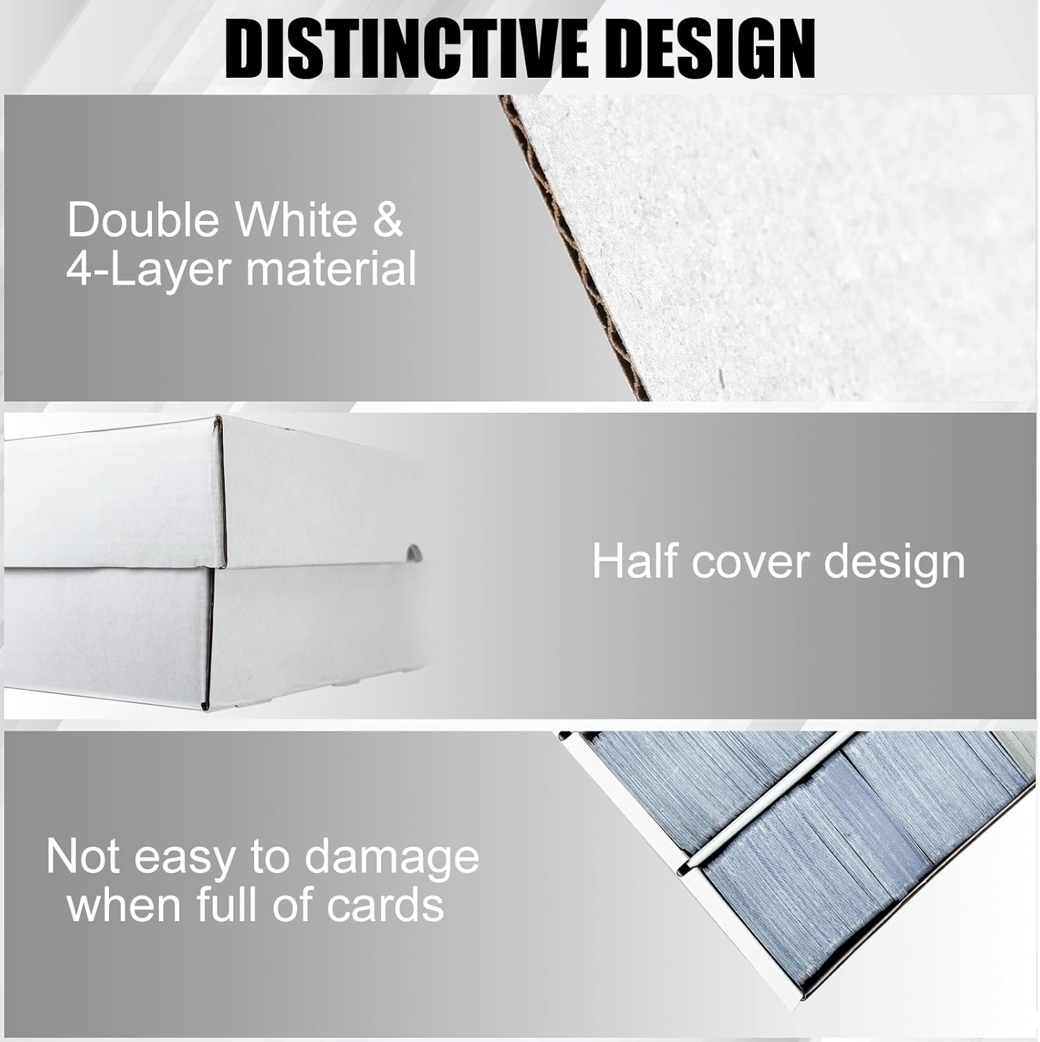 XRACV 4 Row Trading Card Storage Box, 2 Pack 3200 Count White Cardboard Storage Box with Supporters and Divider for Basketball/MTG/TCG/Sports/Game Cards Organizer and Collection