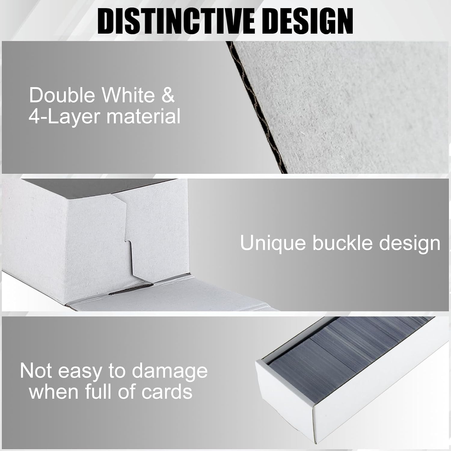 Trading Card Storage Box 6 Pack 1200 count with Lid, White Corrugated Cardboard Sports Card Storage Box for TCG/Magic/Mtg Storage and Collection, Horizontal