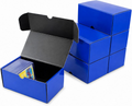 Top Loader Storage Box - 7in Trading Card Storage Box Holds 110+ Toploaders or 600+ Standard Cards, Glossy Blue Dual-Tone Trading Card Organizer for TCG, MTG, PKM & Sports Cards, 6 Pack