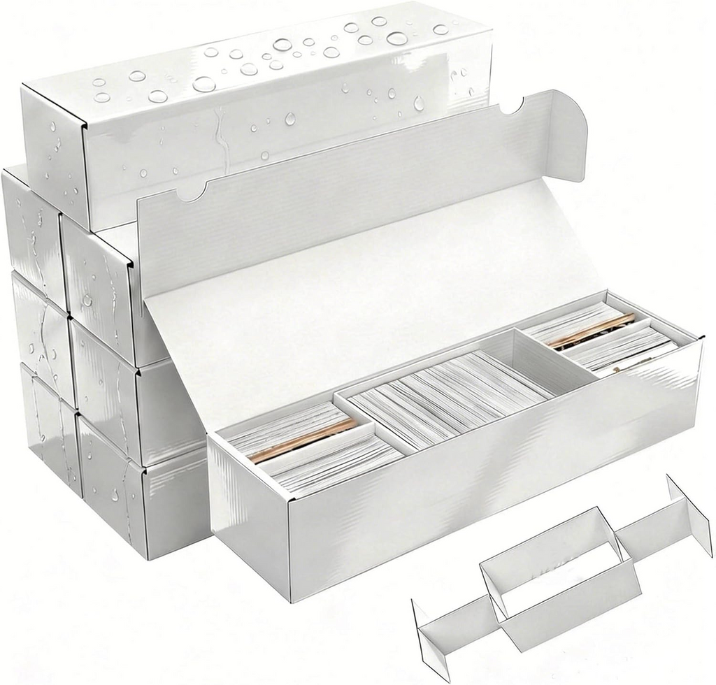 Upgraded Card Storage Box with Removable 5-Compartment,8-Pack Laminated Trading Card Storage Box, Organization Storage for Trading Cards Prevents Leaning,Bulk Card Box for TCG/Mtg/Sports Cards Storage
