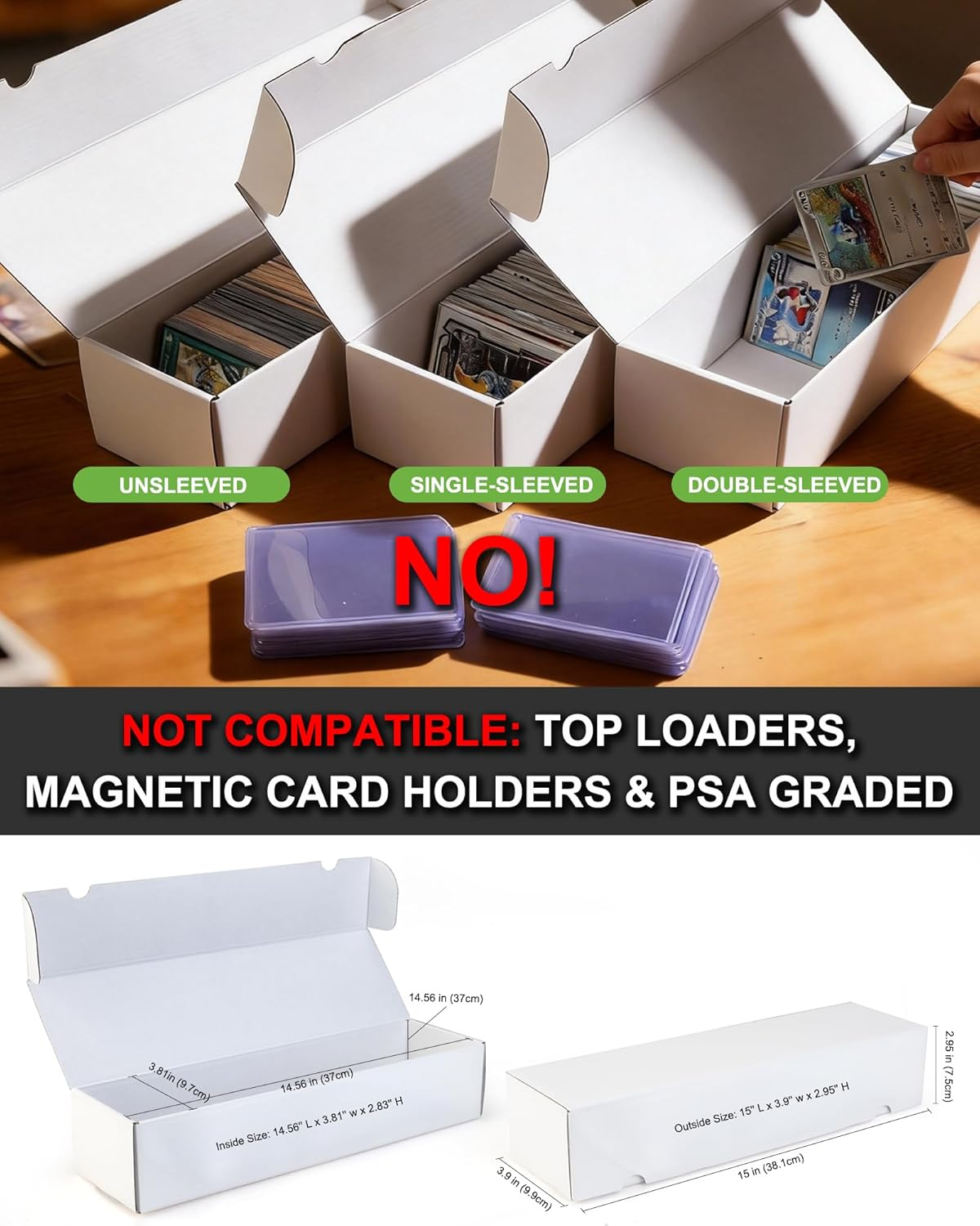 Trading Card Storage Boxes 6 Pack, Heavy Duty 6600 Ct Bulk Cardboard Card Organizer for MTG, TCG, Basketball Sports Collectible Game Cards, Waterproof Laminated, Acid-Free, Easy Assembly