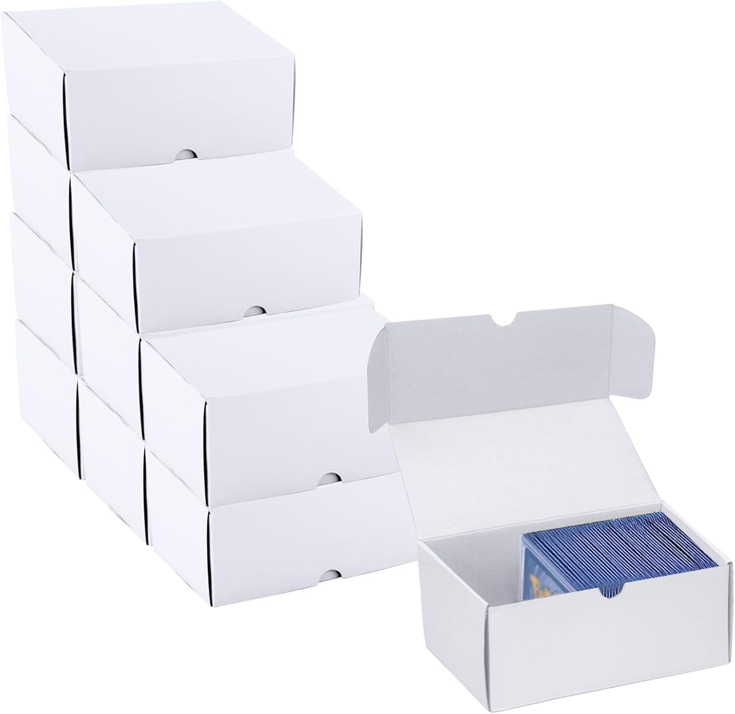 Toploader Trading Card Storage Box, 10-Pack 100 Count White Corrugated Cardboard Bulk Sports Top Loaders Storage Box for TCG/Magic/Mtg Basketball Cards, Collectible Trading Card Organizer