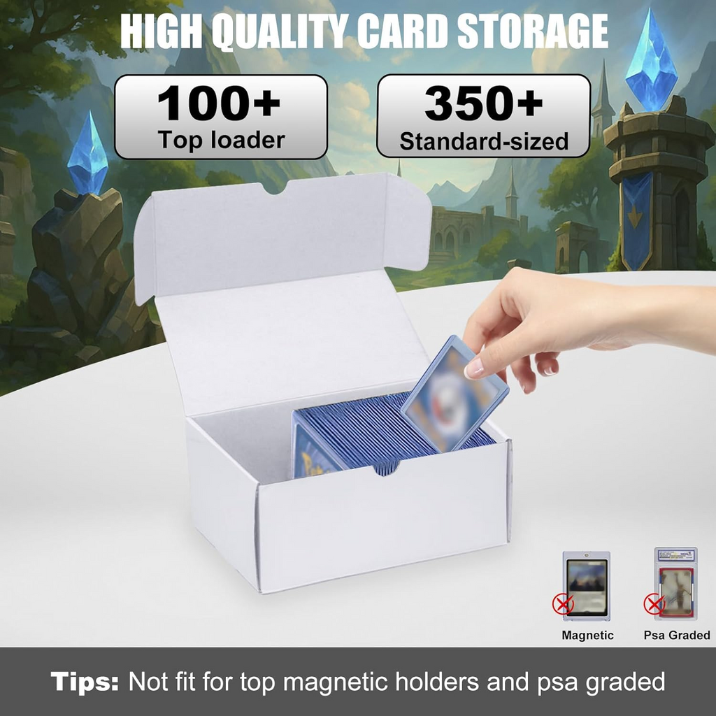Toploader Trading Card Storage Box, 10-Pack 100 Count White Corrugated Cardboard Bulk Sports Top Loaders Storage Box for TCG/Magic/Mtg Basketball Cards, Collectible Trading Card Organizer