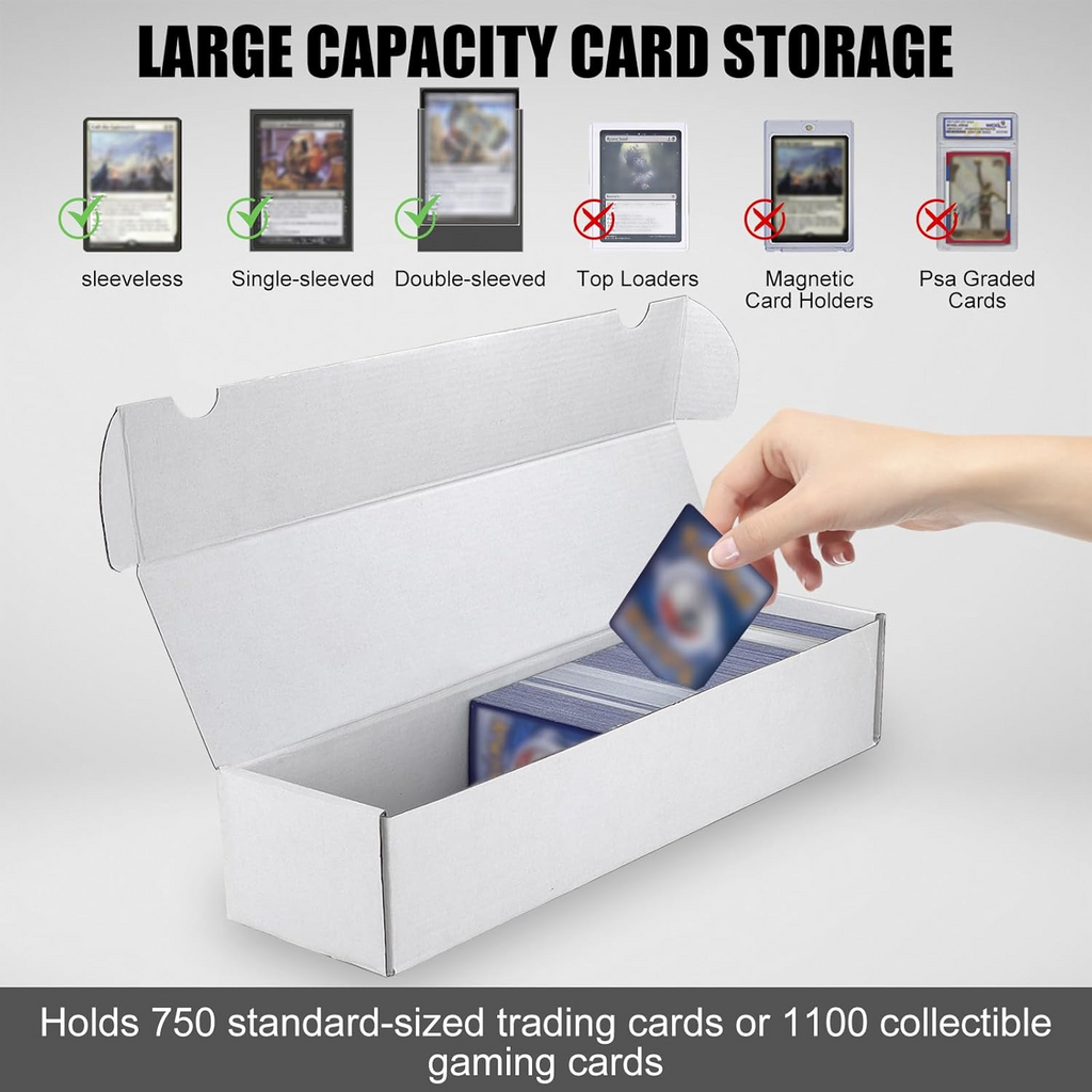 Trading Card Storage Box, 6-Pack 1100 Count White Corrugated Cardboard Bulk Sports Storage Box for TCG/Magic/Mtg Basketball Cards, Collectible Trading Cards