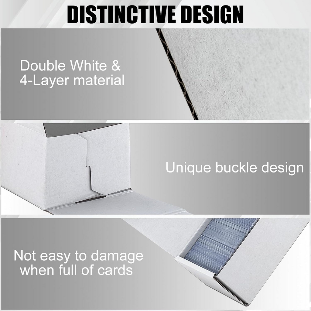 Trading Card Storage Box, 6-Pack 1100 Count White Corrugated Cardboard Bulk Sports Storage Box for TCG/Magic/Mtg Basketball Cards, Collectible Trading Cards