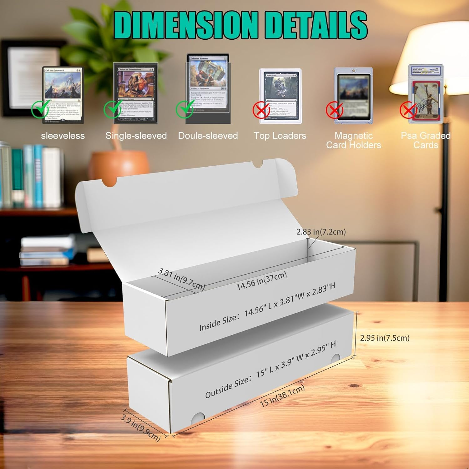 Trading Card Storage Box, 6-Pack 1100 Count White Corrugated Cardboard Bulk Sports Storage Box for TCG/Magic/Mtg Basketball Cards, Collectible Trading Cards