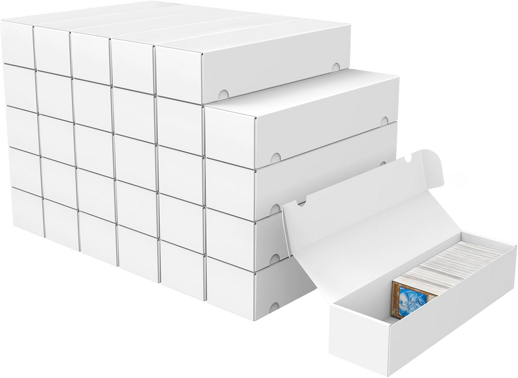 XRACV Trading Card Storage Box, 30-Pack 1100 Count White Corrugated Cardboard Bulk Sports Storage Box for TCG/Magic/Mtg Basketball Cards, Collectible Trading Cards