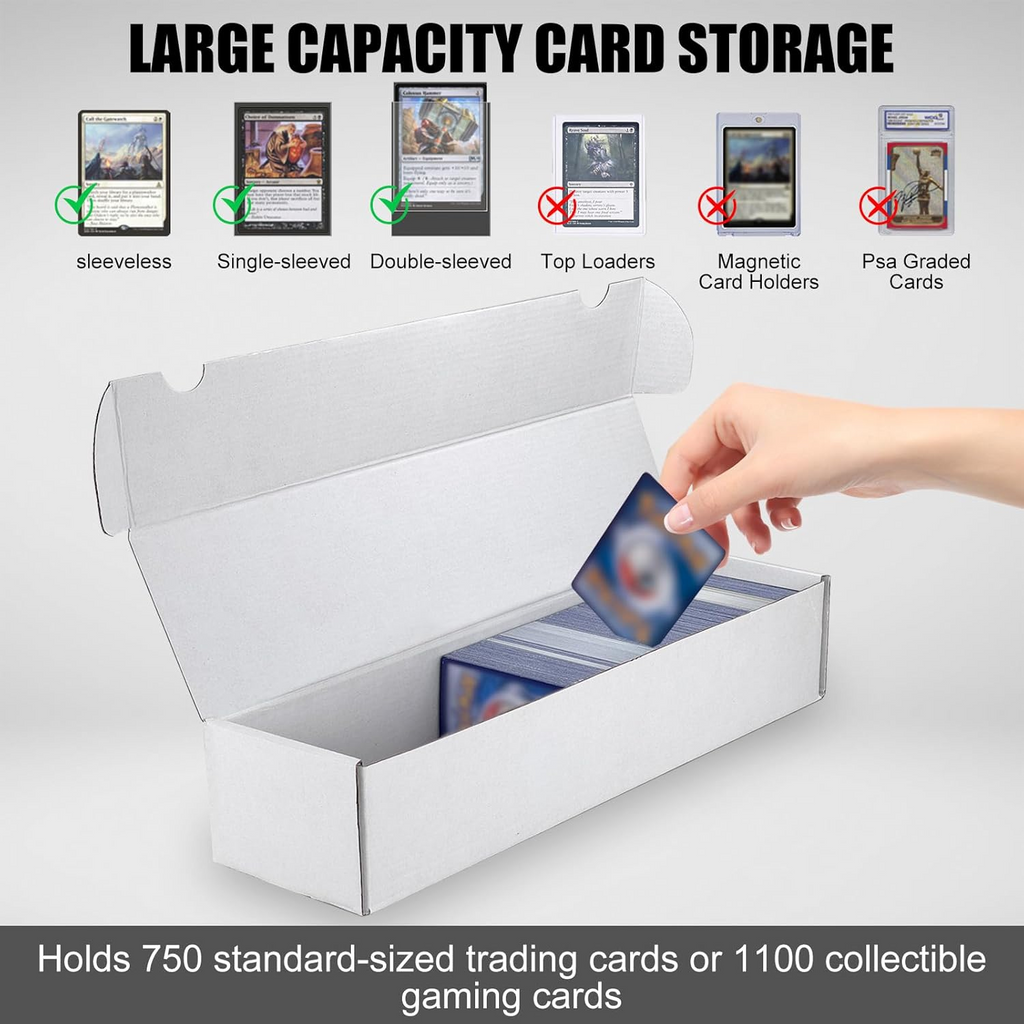 XRACV Trading Card Storage Box, 30-Pack 1100 Count White Corrugated Cardboard Bulk Sports Storage Box for TCG/Magic/Mtg Basketball Cards, Collectible Trading Cards