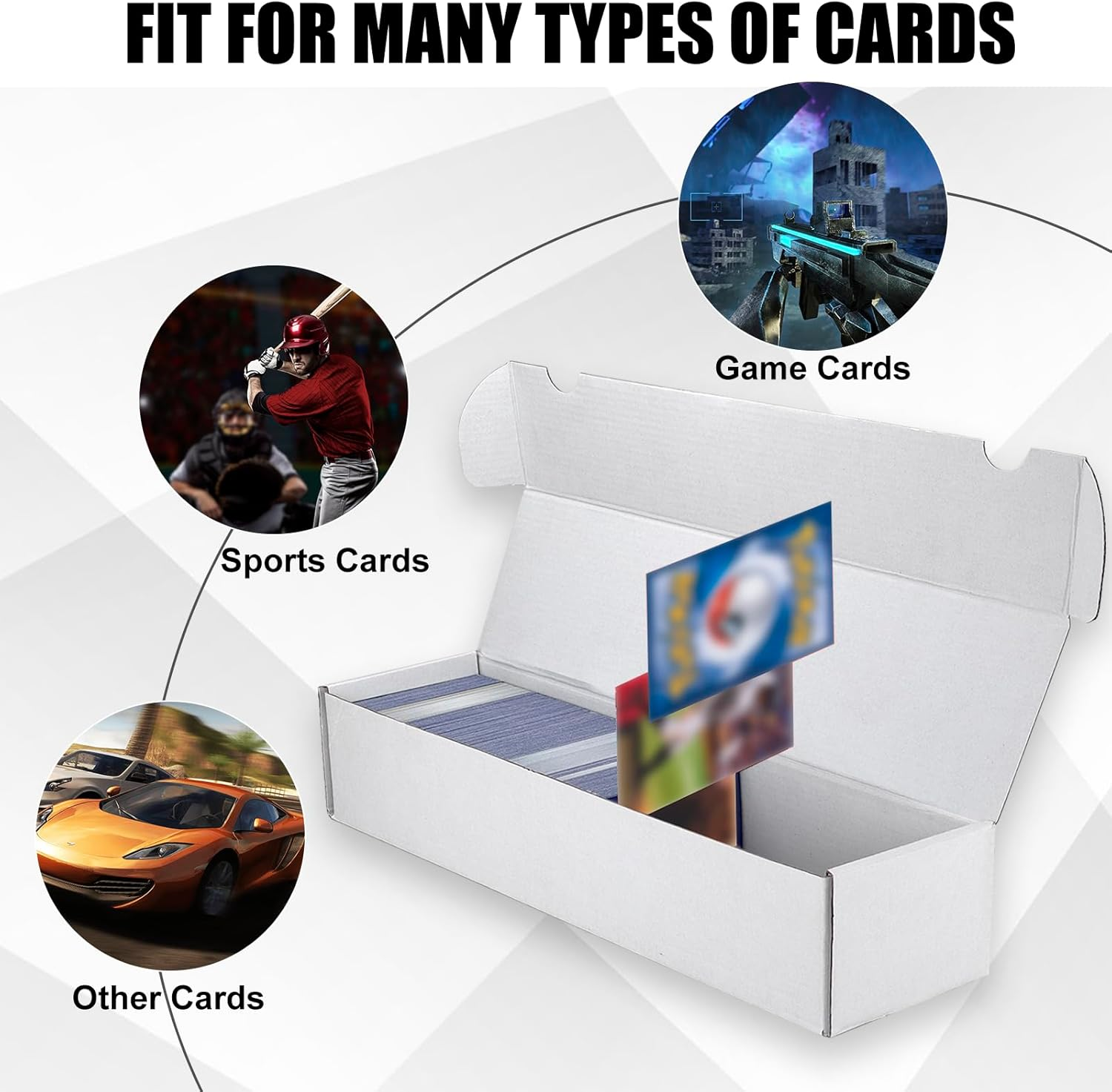 XRACV Trading Card Storage Box, 30-Pack 1100 Count White Corrugated Cardboard Bulk Sports Storage Box for TCG/Magic/Mtg Basketball Cards, Collectible Trading Cards