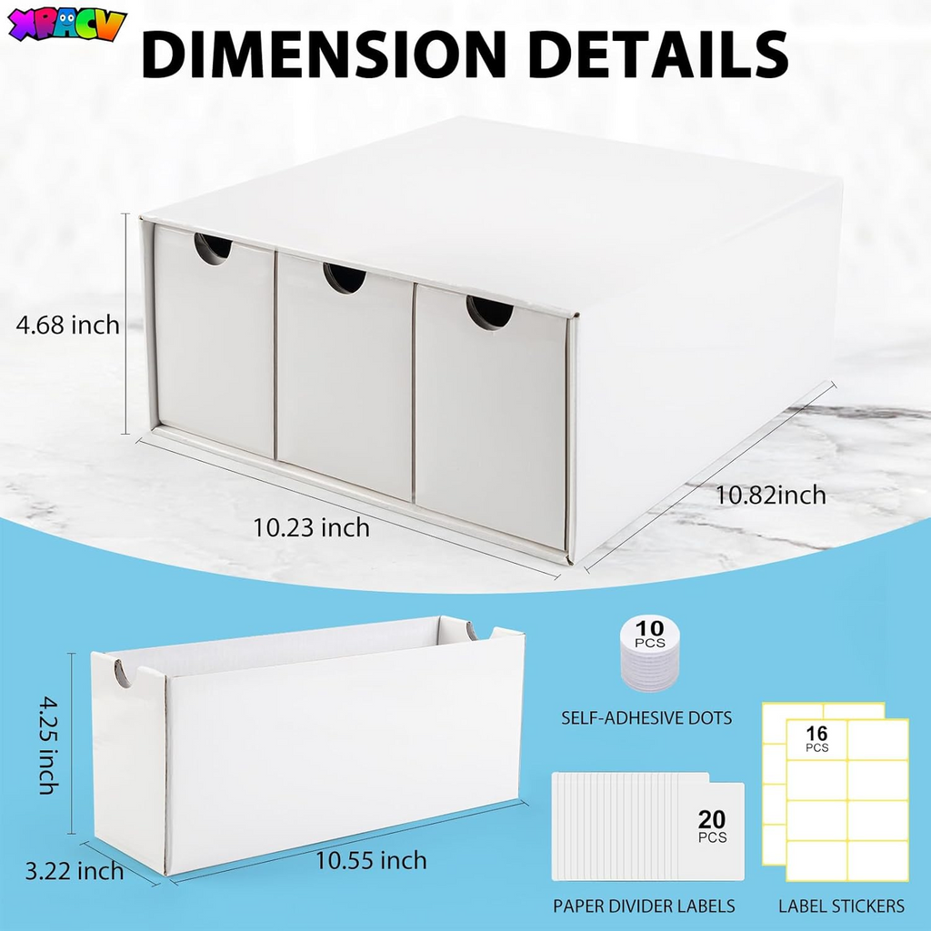 Trading Card Storage Box, 9 Drawer Top Loaders Storage Box with 60 Card Dividers, Cardboard Trading Card Organizer for Collectible Cards Games,Card Box Fits For TCG,MTG,TCG and Basktaball Cards