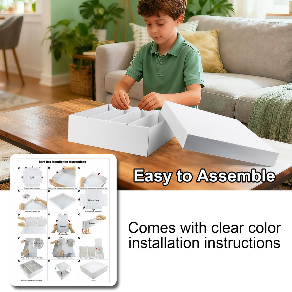XRACV 5-Pack Toploader Trading Card Storage Box, 4 Row 3200 Count White Cardboard Storage Box for Basketball/MTG/TCG/Sports/Game Cards Organizer and Collection